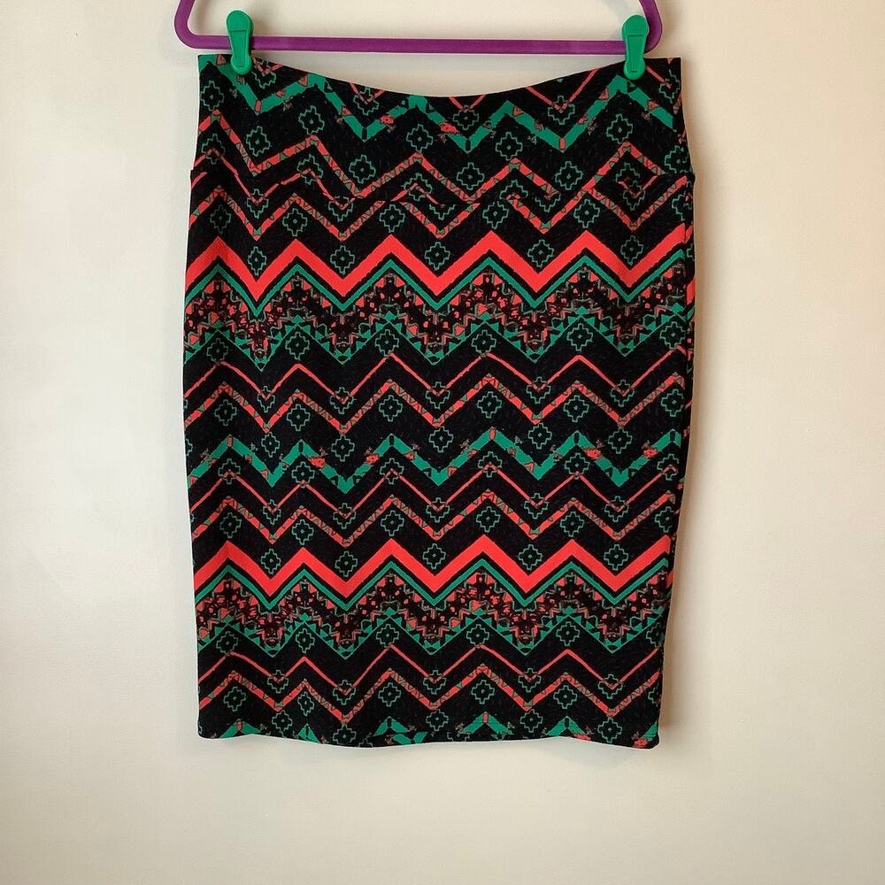 LuLaroe Cassie Pencil Skirt Aztec Chevron Multicolor Stretch Womens Plus 2XL